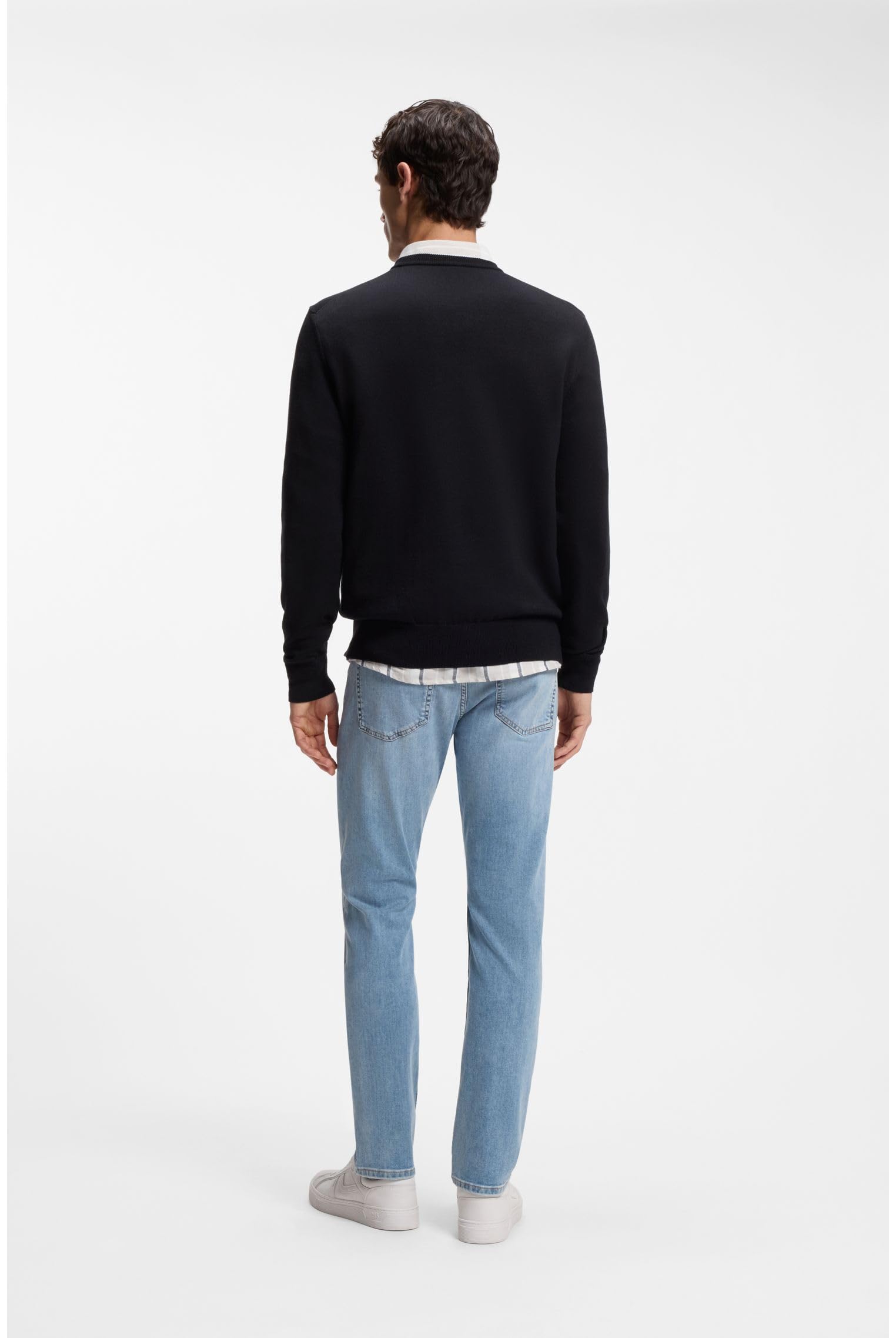 BOSS Herren Kanovano S Pullover aus Baumwoll-Mix mit Kaschmir-Anteil und Logo-Patch