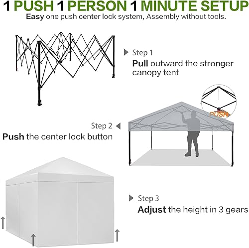 Miniatura 6 de Tienda de campaña desplegable comercial de 10 x 10 pies con 4 paredes laterales y 6 bolsillos, un bloqueo central de configuración a presión, para