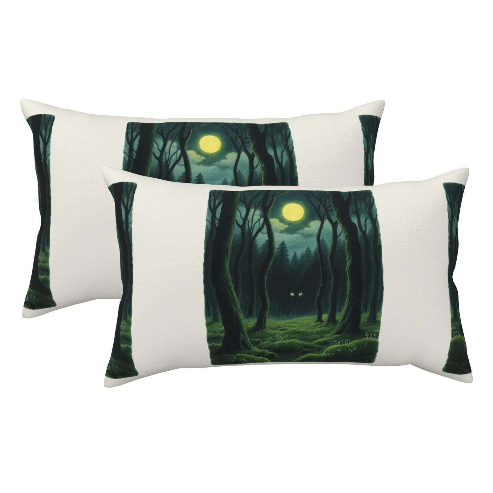 Late Night Forest Luxury King Pillowcases Set of 2, Plush Velvet Feel Pillow Covers with Hidden Zipper, Skin & Hair Friendly, 20x36 Inches Pillow Cases for Sleeping Gift