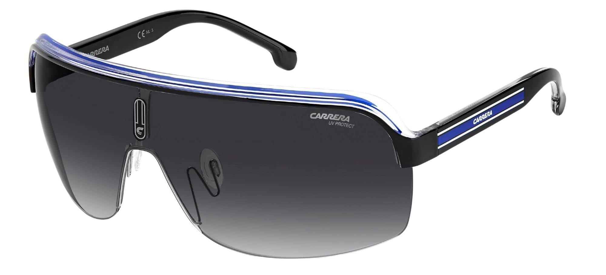 Carrera Unisex Shield Black Crystal White Blue Dark Grey Gradient Sunglasses