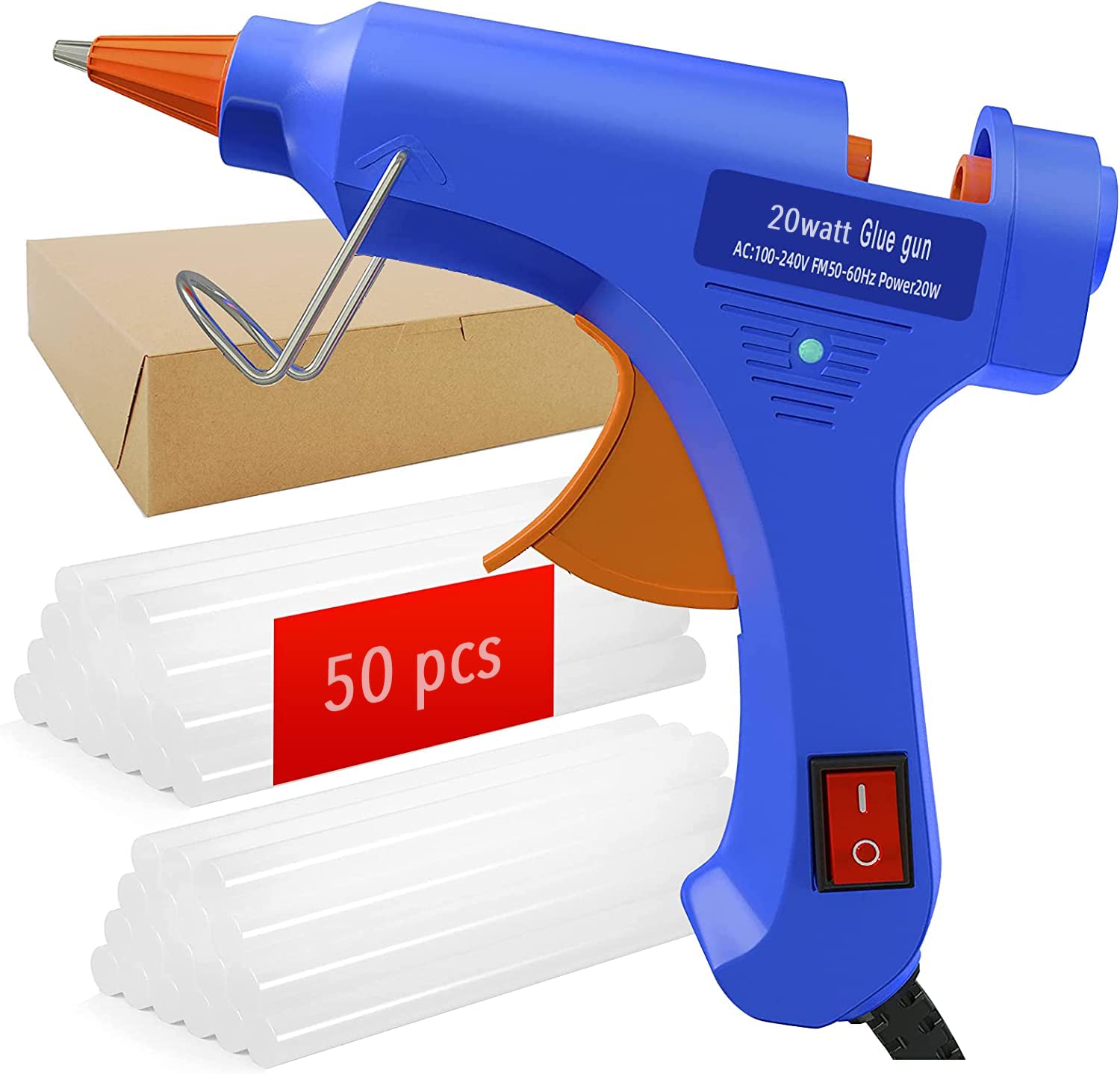 20W Hot Glue Gun Kit, Upgrade Light Set with 50 Glue Sticks for School Crafts DIY Arts Quick Home Repairs, Fast Heating