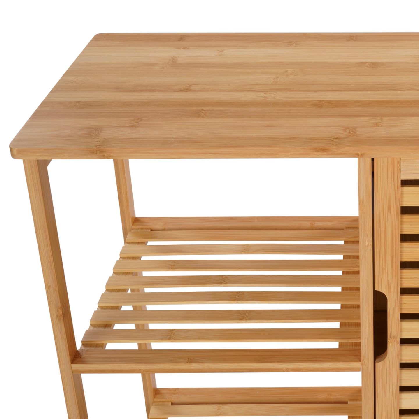 IDMarket - Meuble de Rangement Salle de Bain Bambou BEA 3 étagères avec Placard