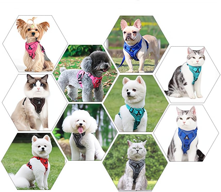 Miniatura 5 de Arnés para cachorro, juego de arnés y correa para gato, arnés sin tirones para perro y gato, malla suave, transpirable, reflectante, chaleco para