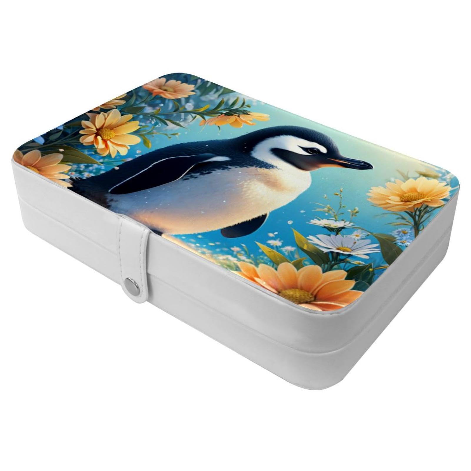 Boîte à bijoux nomade fleur et pingouin pour vos escapades de week-end