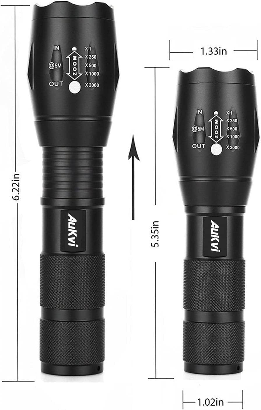 3-Color-Light Flashlight Tactical Flashlight with Red Green Filter Zoom 2000 lumens 5 Modes Waterproof Flashlight