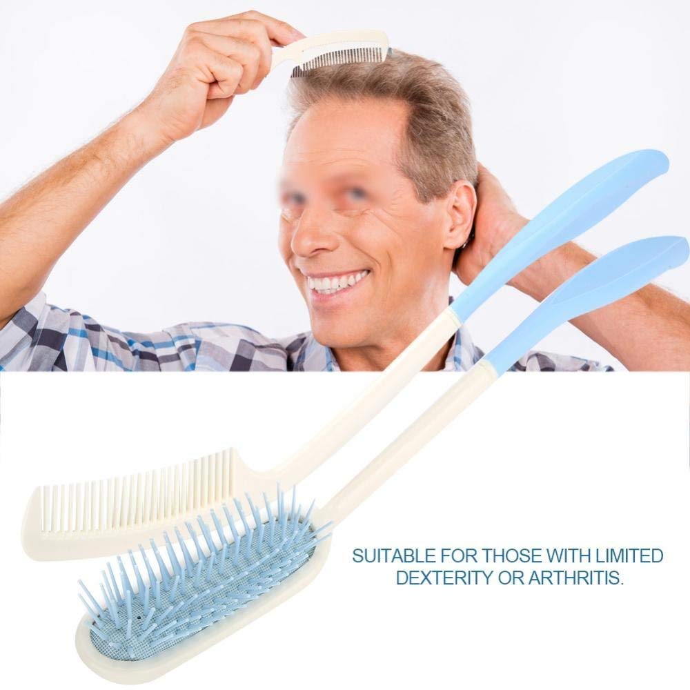 1Pcs Langer Stiel weicher Kamm, langer behandelter Kamm Langer Griff Kamm Anti-Rutsch ergonomische lange Kamm-Reichweite(Kamm)
