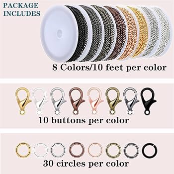 Amazon.com: 80ft Jewelry Making Kit - 8 Color Stainless Amazon.com: 80ft Jewelry Making Kit - 8 Color Stainless