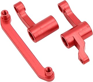 VGEBY 18109 Steering Assembly, Aluminum Alloy 1/18 RC Car Steering Group Assembly Set Fit for HBX 18859E 18858E 18857E 1/18 RC Car(red)