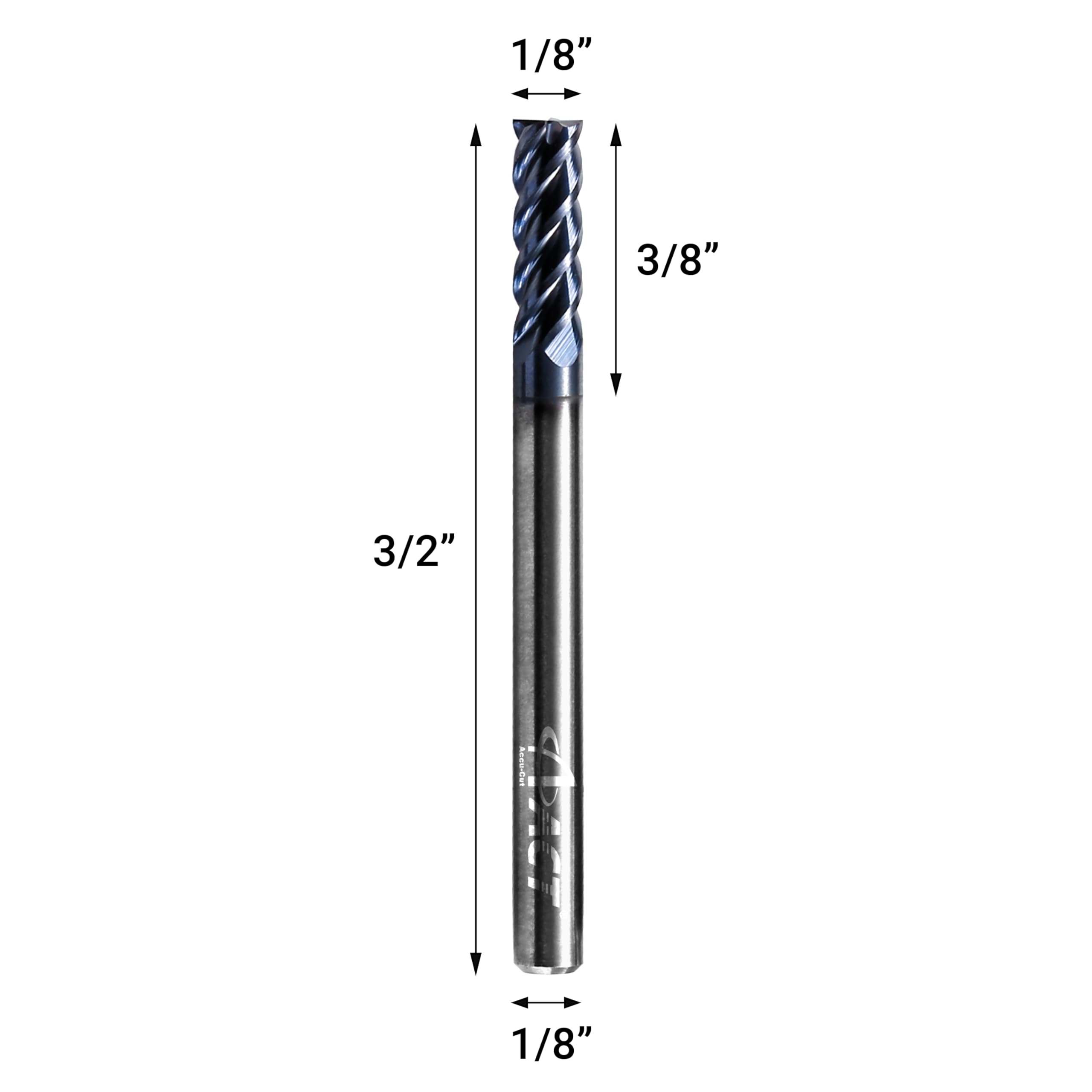 ACCUCUT 1/8" Carbide End Mill - 4 Flute Milling Bit -2