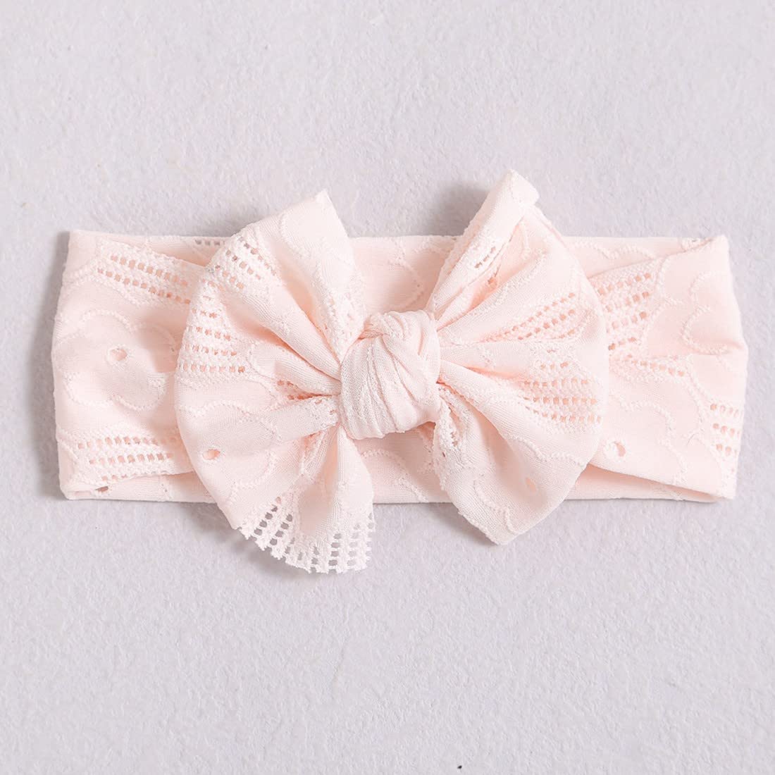 Baby Mädchen Nylon Stirnbänder,3 Stück Bowknot Elastische Haarbänder,baby schleifen haarband,Weiche,süße,Kopfbedeckung für Kinder Kleinkinder(weiß, apricot, rosa)