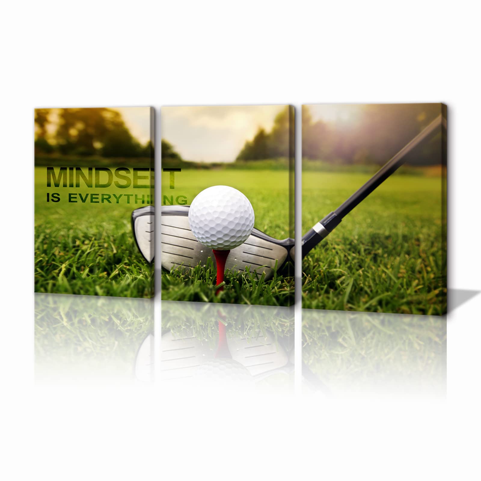KAWAHONE 3 Piece Golf Green Grass Canvas Poster Set