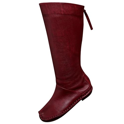 burgundy knee high boots uk