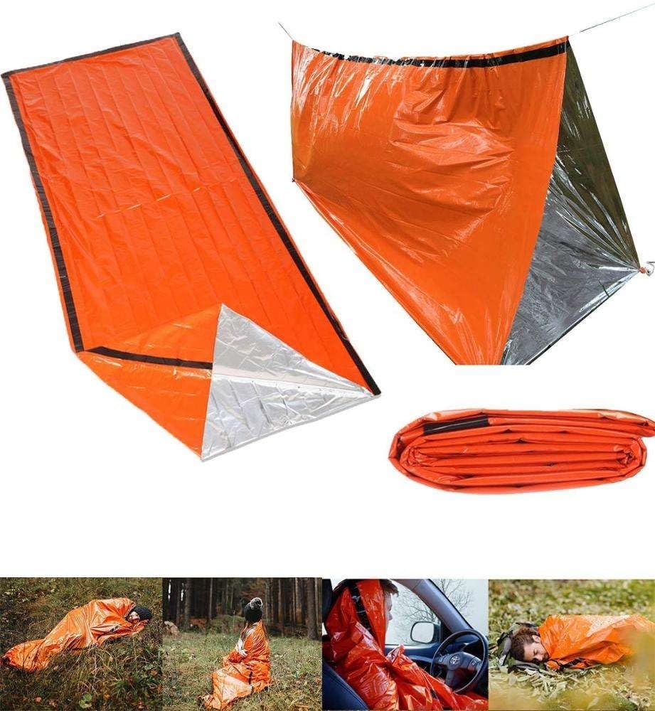 emergency survival shelter tent, orange and silver, 2 person, for camping, hiking and outdoor survival