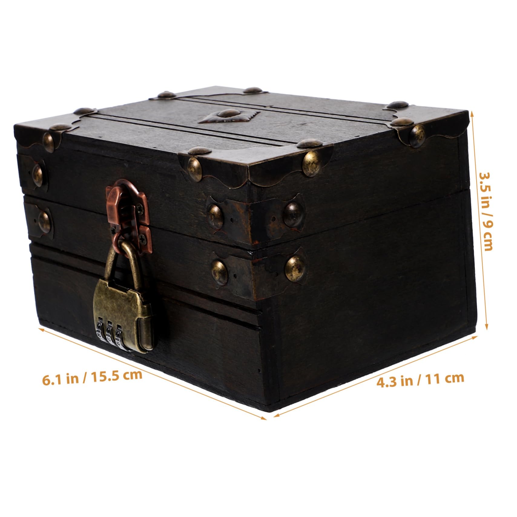 Happyyami Wooden Keepsake Box Jewelry Storage Box Vintage Trinket Chest Lockable