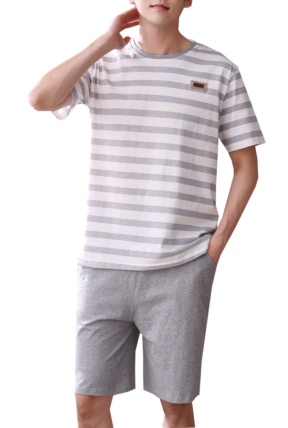 Big Boys Fashion Strips Loose Cotton Pajama Set Pants Shorts