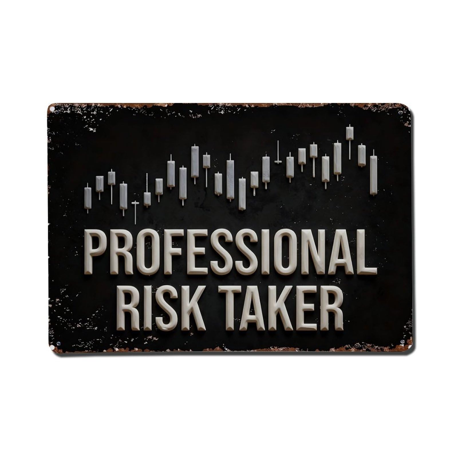 Iageret Vintage Professional Risk Taker Chart Pattern Metal Tin Sign Retro Wall Decor, Bar Garage Cafe Kitchen Home Wall Art Poster Decoration 8X12inches