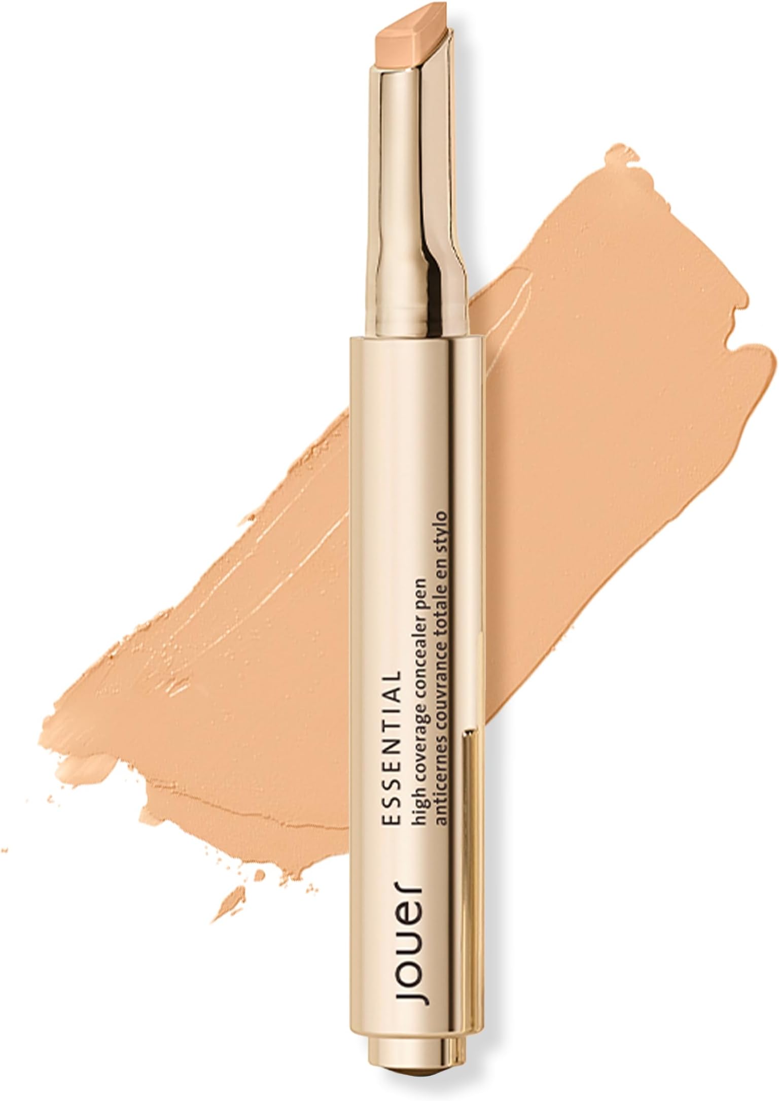 Jouer Essential High Coverage Concealer Pen - Under Eye Concealer for Dark Circles - Brightening Makeup for Eye Circles - Color Corrector Eye Primer with Hyaluronic Acid and Vitamin E