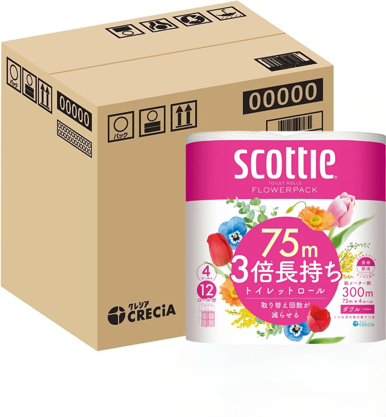 Amazon.co.jp: 【ハーフケース72ロール分】スコッティ フラワーパック 