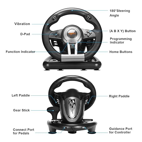 Miniatura 6 de PXN PC Steering Wheel V3II 180 Gaming Racing Wheel Driving Wheel, with Linear Pedals and Racing Paddles for Xbox Series XS, PC, PS4, Xbox One,