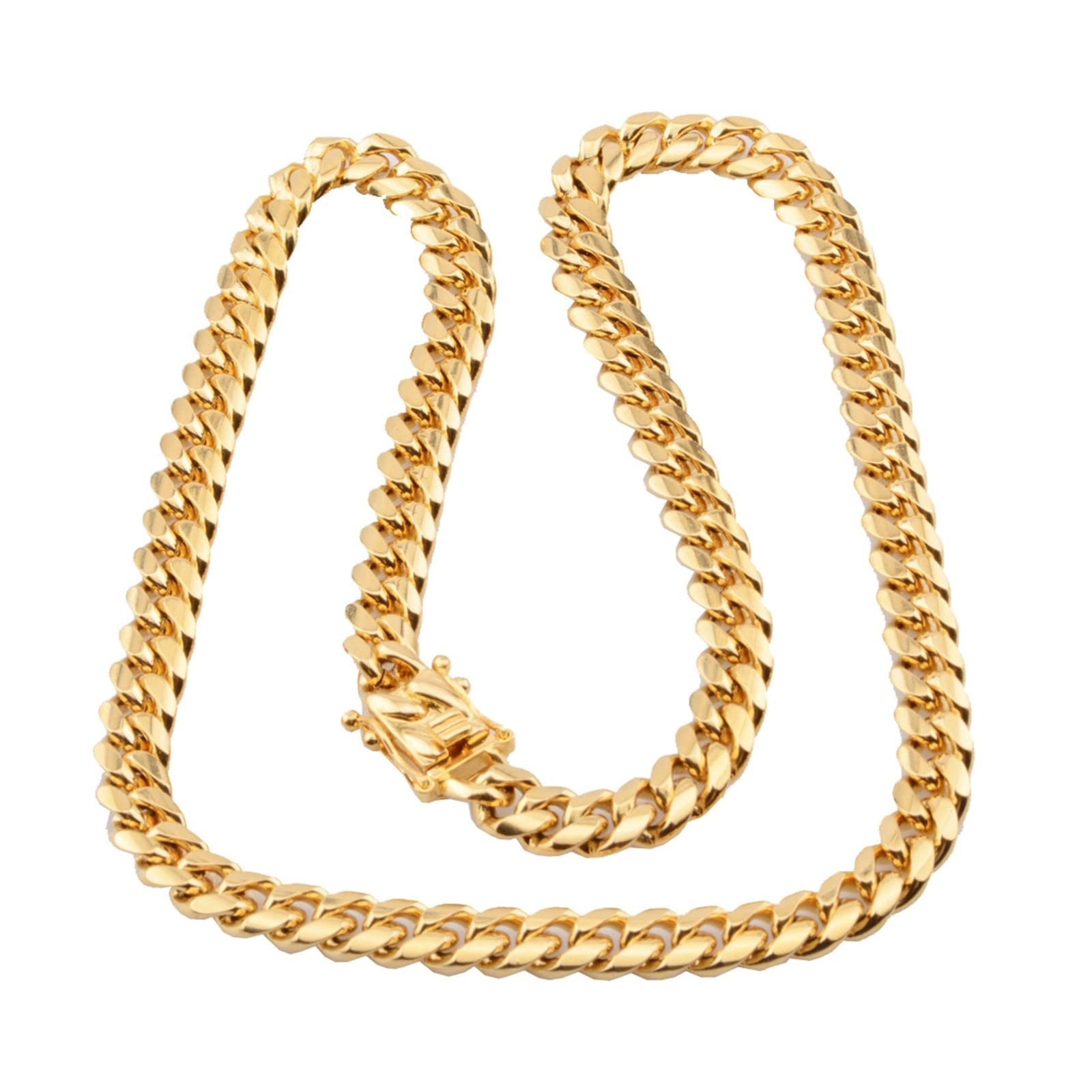 Epinki Collar Hombre Acero Inoxidable 46-76 CM, Cadena Cubana 8-18MM Oro Joyería Collar