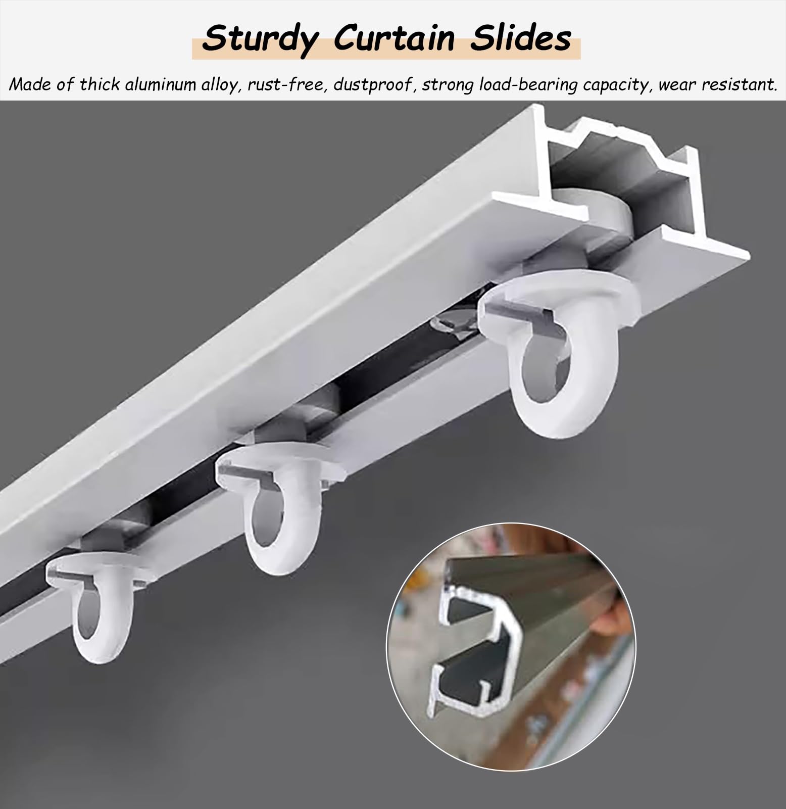 Rail Rideaux Plafond Kit de Rail Coulissant pour Rideaux Encastrés et Cachés, Système de Rail de Rideau de Plafond en Métal Occultant, Support de Tringle à Rideau Encastré pour Salon / Cuisine(1.2m/3.
