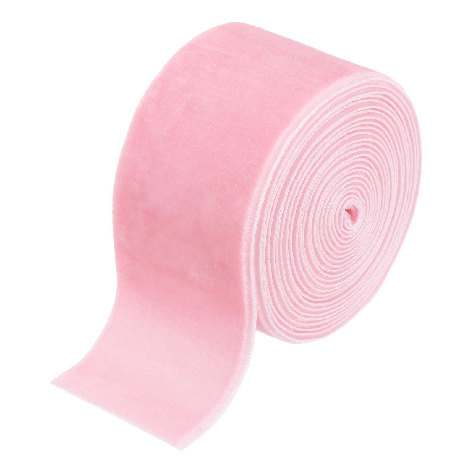 sourcing map Velvet Ribbon 1.5 Inch x 3 Yard Single Face Spool Silky Velvet Fabric for Bouquets DIY Crafts Gift Wrapping Wedding Party Pink — image 1