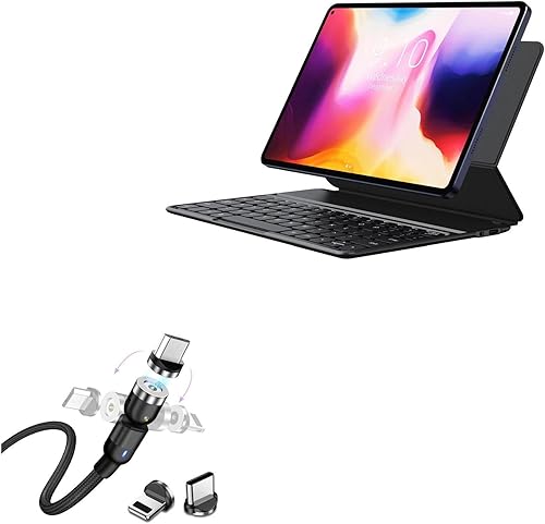 BoxWave Cable compatible con Chuwi HiPad Pro - MagnetoSnap AllCharge Cable, cable de carga magnético USB tipo C Micro USB - Negro azabache