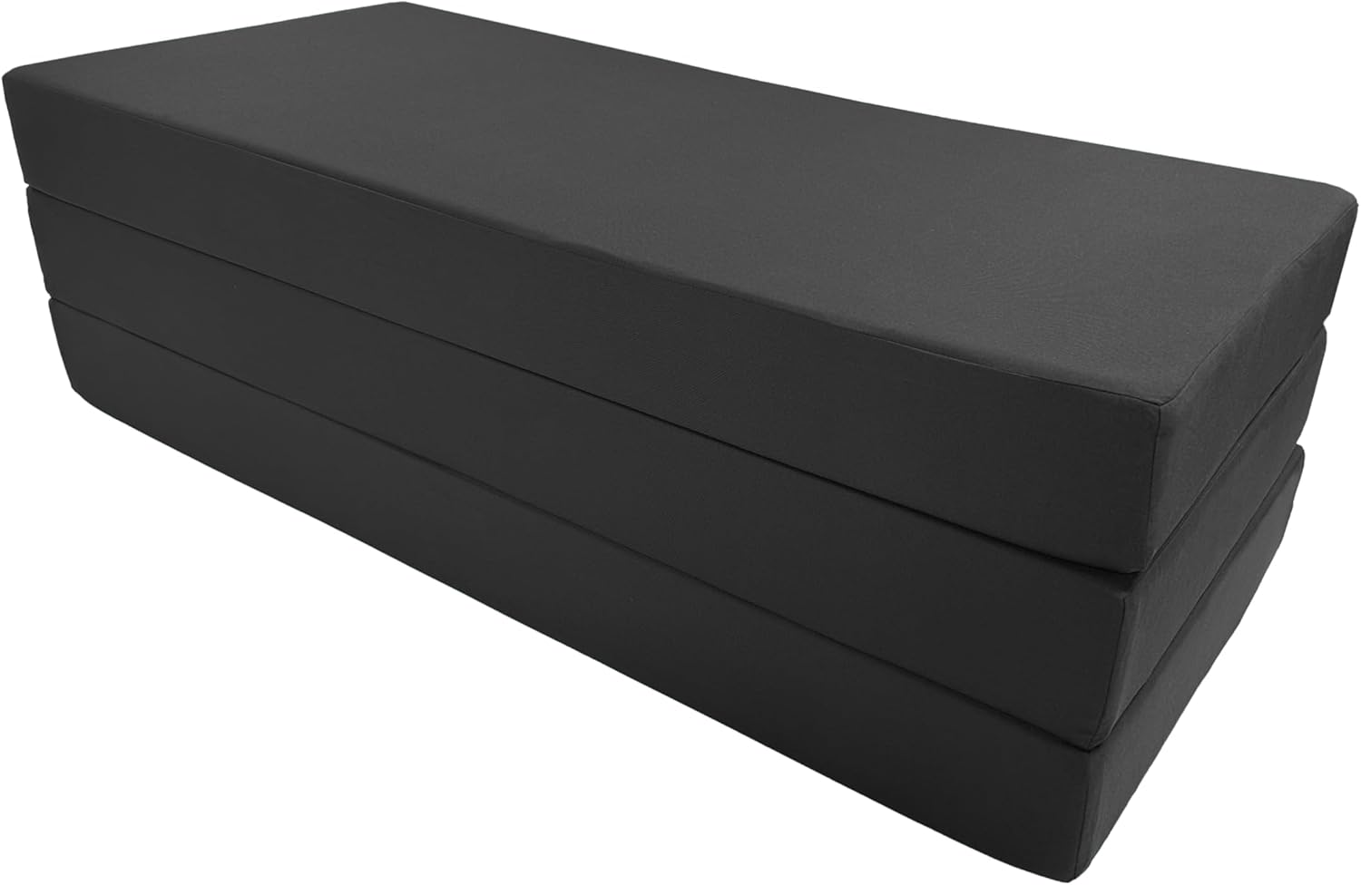 D&D Futon Furniture Trifold Foam Bed, Folding Ottoman Mattress (Black, Full Size (6 x 54 x 75))