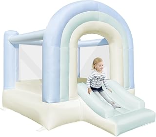 Dream Castle Bounce House，Little Freshness Blue Bounce House with Slide，Toddler Bouncy House with Blower for Indoor/Outdoor,8 ft L x 6 ft W,Ideal Gifts for Kids