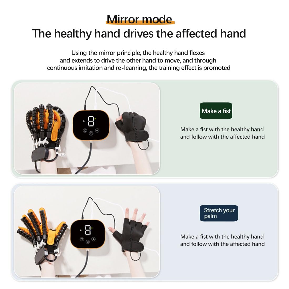 Guante Rehabilitación Robot,Gloves de Tratamiento de Rehabilitación,Equipo Recuperación Mano,para El Artritis Accidente Cerebrovascular Hemiplejía Paciente(Size:L,Color:Izquierda)