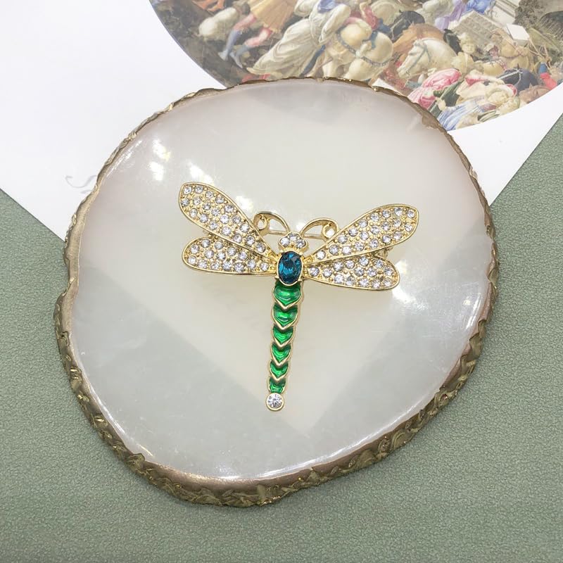 Image of Dragonfly Brooches for Women Crystal Rhinestone Lapel Pin for Men Vintage Insect Jewelry Dress Blazer Jacket Accessories Holiday Birthday Gifts