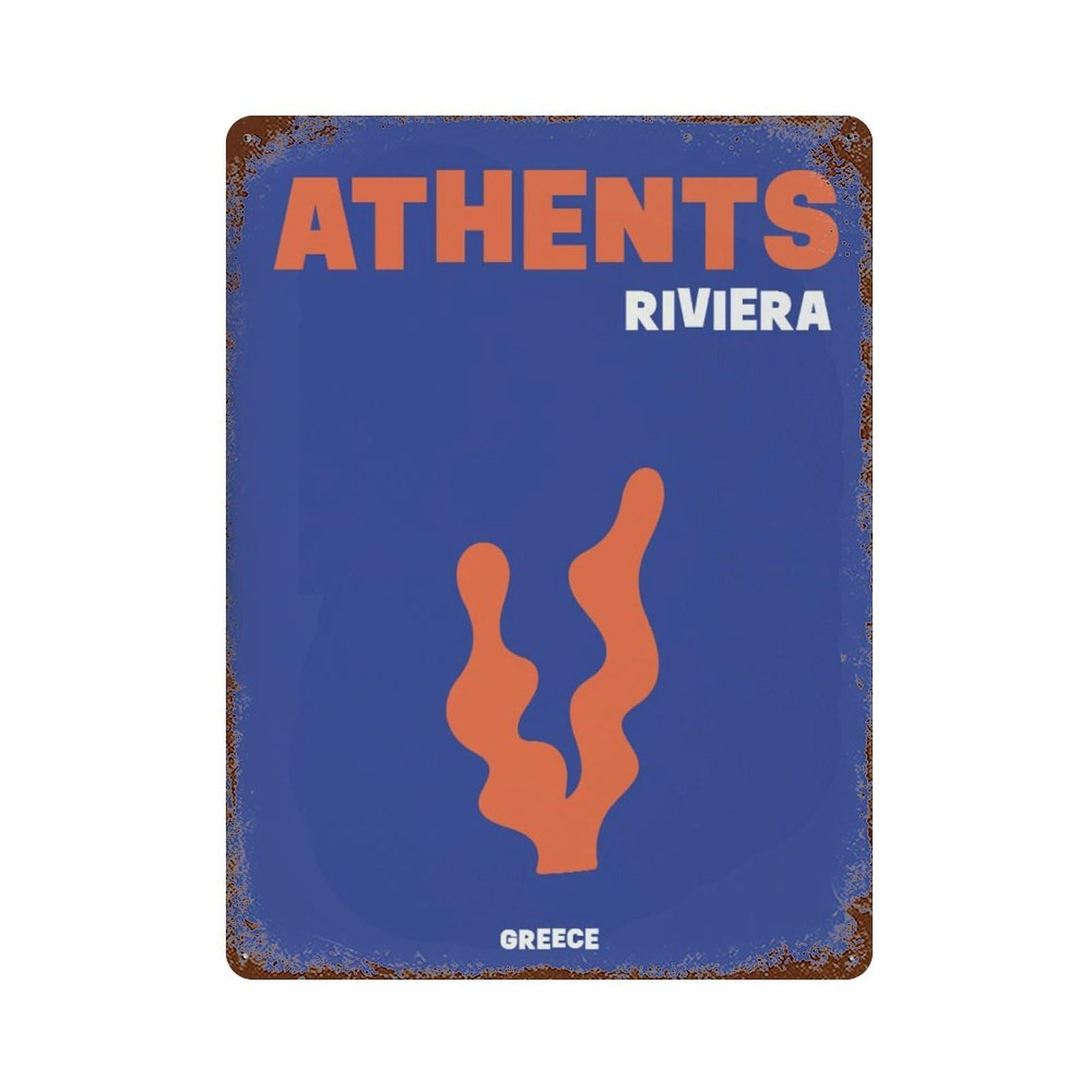 xiaoxiaoshen Athens Riviera Travel Colorful Apment Decor Wall Decor Art Metal Tin Poster Modern Home Decor Art Home Bar Shop Decorations Vintage Sign 40x30cm
