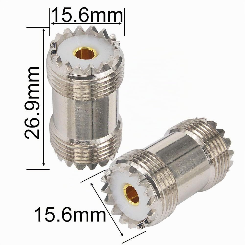 Connecteur SO239 à SO239 Connecteur UHF Femelle à Femelle Adaptateur SO-239 50 Ohms Basse Perte pour Connecteur Mâle UHF PL259 Radio Amateur, Antenne CB, Câble Coaxial, Lot de 2