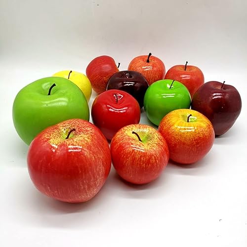 Miniatura 7 de RUITASA Frutas artificiales 6 manzanas decorativas de frutas manzanas rojas artificiales manzanas rojas artificiales para cocina frutas falsas