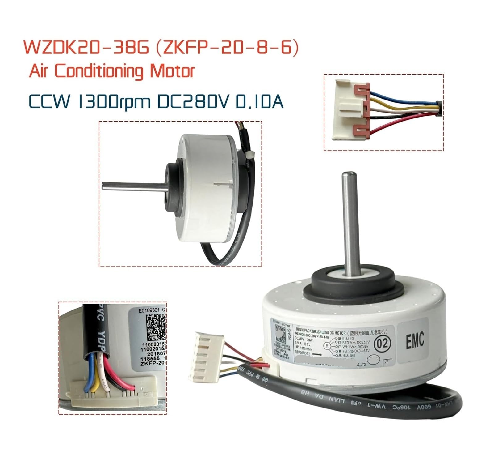 WZDK20-38G Klimaanlagenmotor ZKFP-20-8-6 DC Bürstenloser Lüftermotor, 20 W Inverter-Klimaanlage Bürstenloser DC-Motor