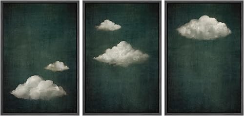 Miniatura 117 de SIGNLEADER Lienzo enmarcado para pared, juego de arte de collage de polígonos retro marrón tostado, ilustraciones con formas abstractas, arte