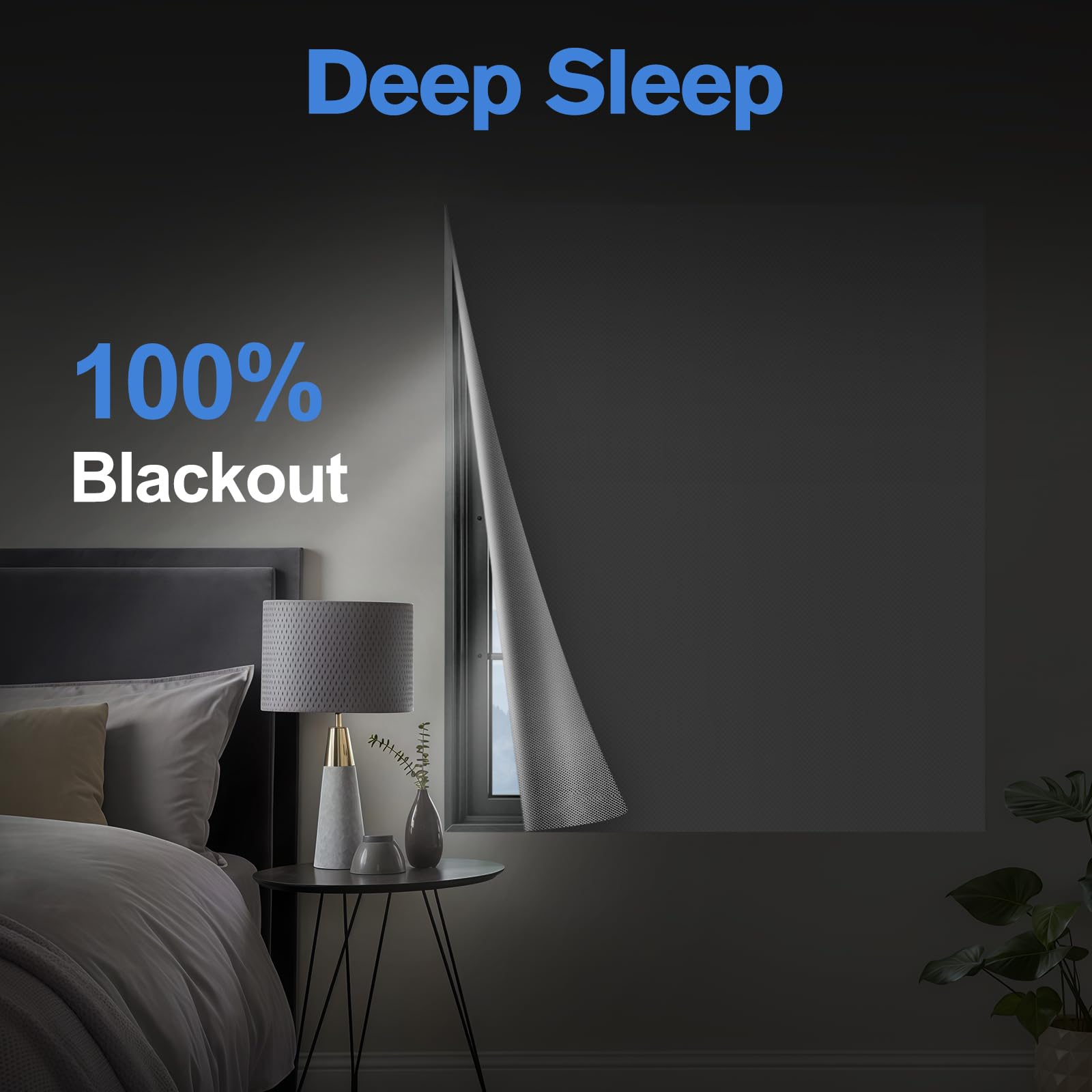 Valquid Blackout Blind, 200×145cm Temporary Blackout Blinds Stick on Window, Portable Blackout Blind with 10 works Velcro - Image 2