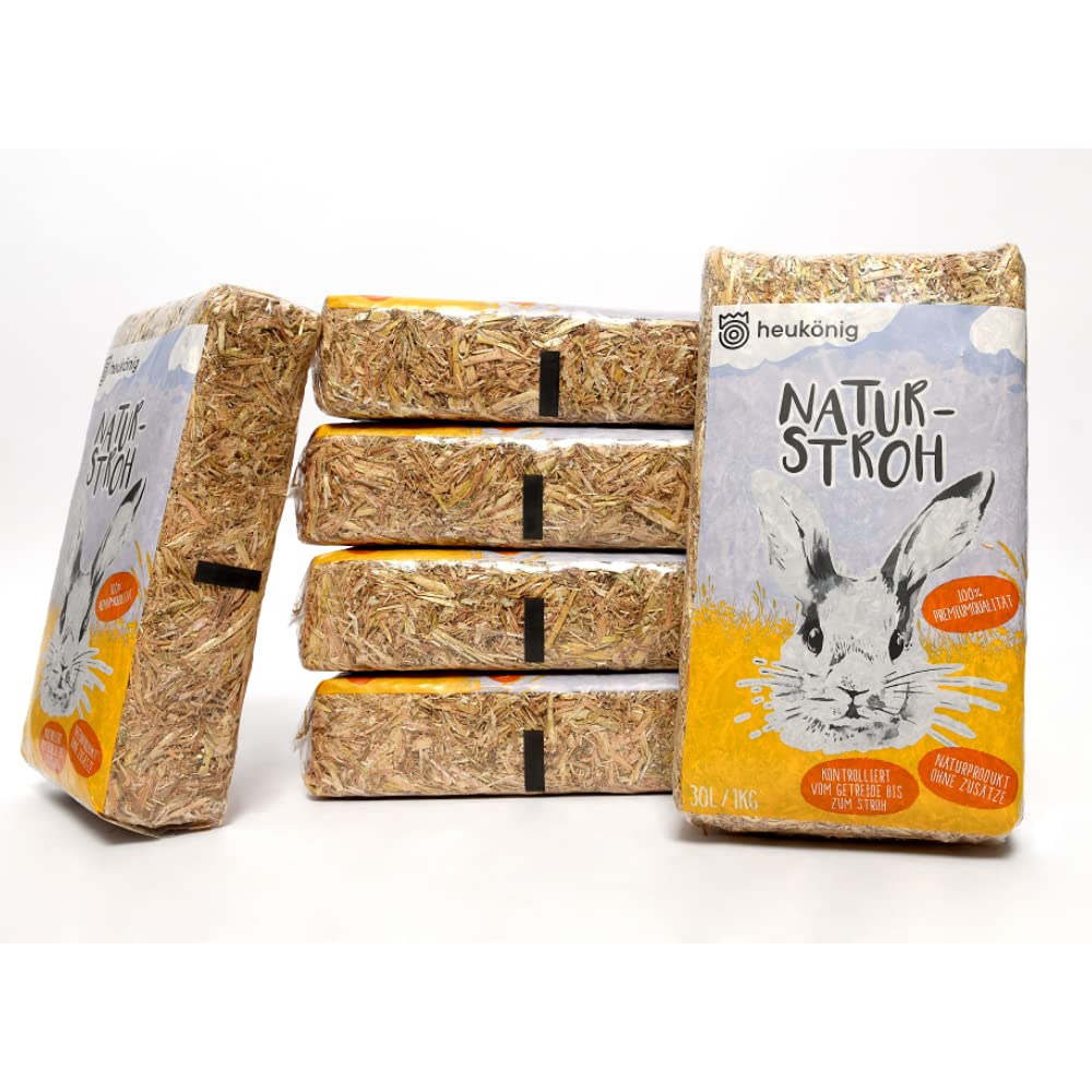 Heukönig - 100% Natürliches Stroh in 6x1kg Beuteln - Staubfrei und Umweltfreundliches Naturstroh, handlich Verpackt