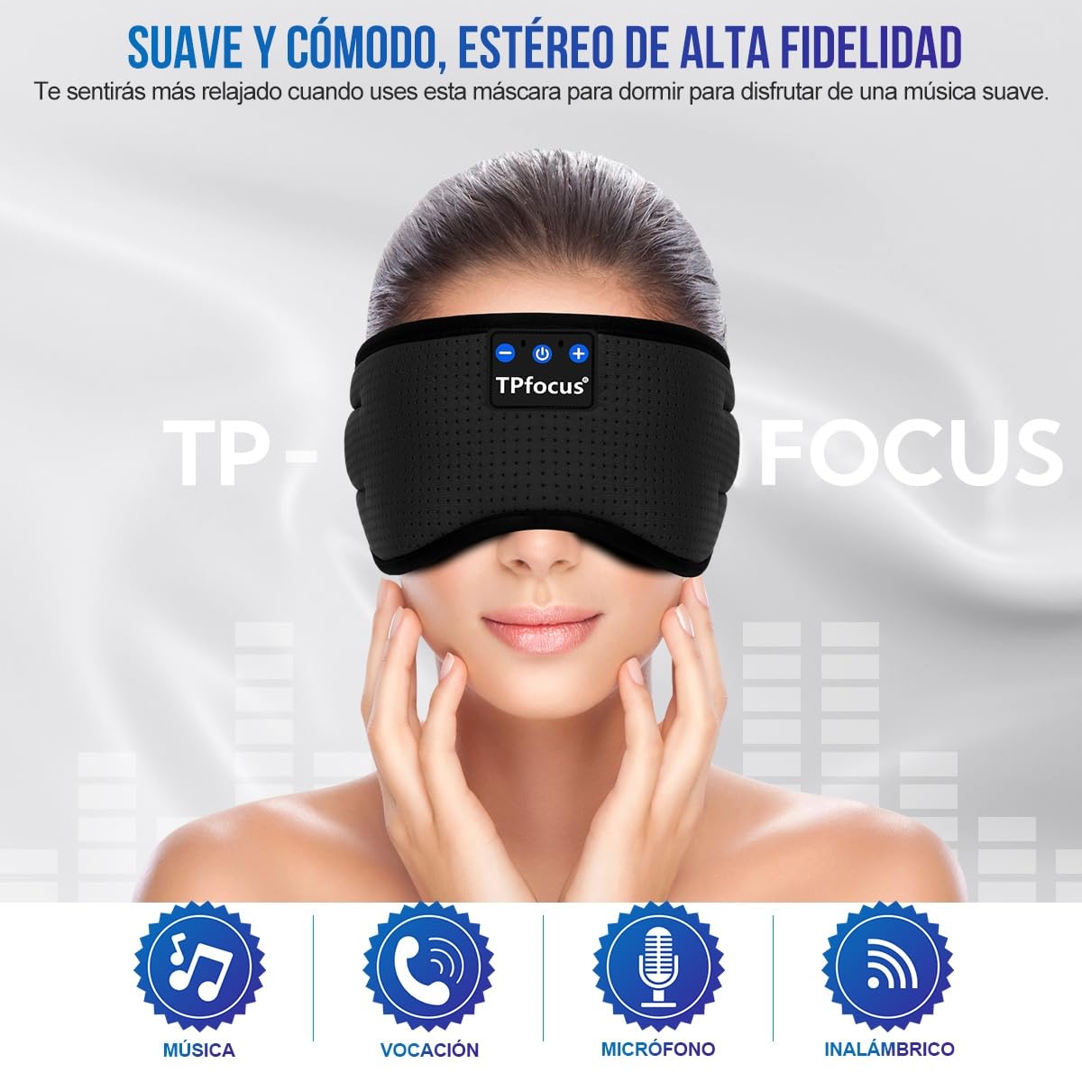 Antifaz para Dormir Auriculares Bluetooth Diadema, Antifaces para Dormir Verano de Lado Antifaz Seda para Oficina, Viajes Aéreos, ASMR,Gadgets Tecnológicos Geniales, (Negro)