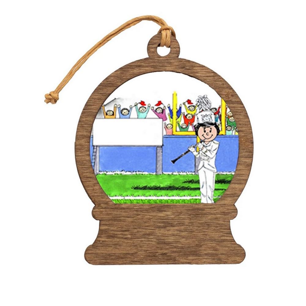 PrintedPerfection.com Personalized Clarinet - Female Wooden Snow Globe Shaped Christmas Ornament