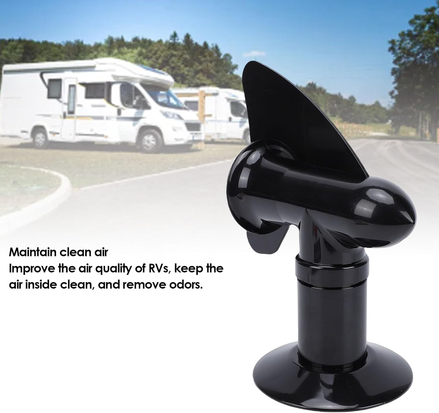 RV Sewer Vent, 360 Degree Rotation RV Sewer Plumbing Vent Cover, Holding Tank Siphon Cap for Motorhomes Trailers (Black)