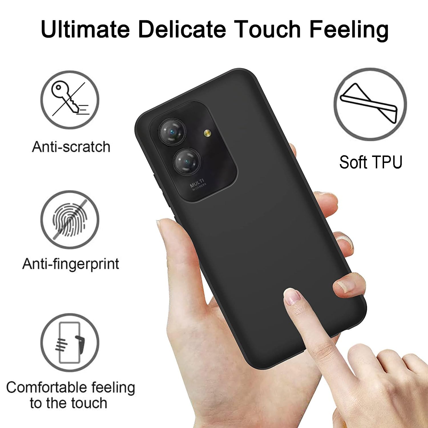 JDXHFF Cover Compatibile con Ulefone Note 21 (6.56) e 2 Pezzi Pellicola Protettiva in Vetro Temperato - Nero Morbido Silicone Custodia Protettivo TPU Protezione Case Black
