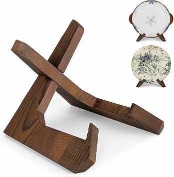 ANBOXIT Bowl Stands for Display, 6.5 Inch Plate Holder, Wooden Easel
