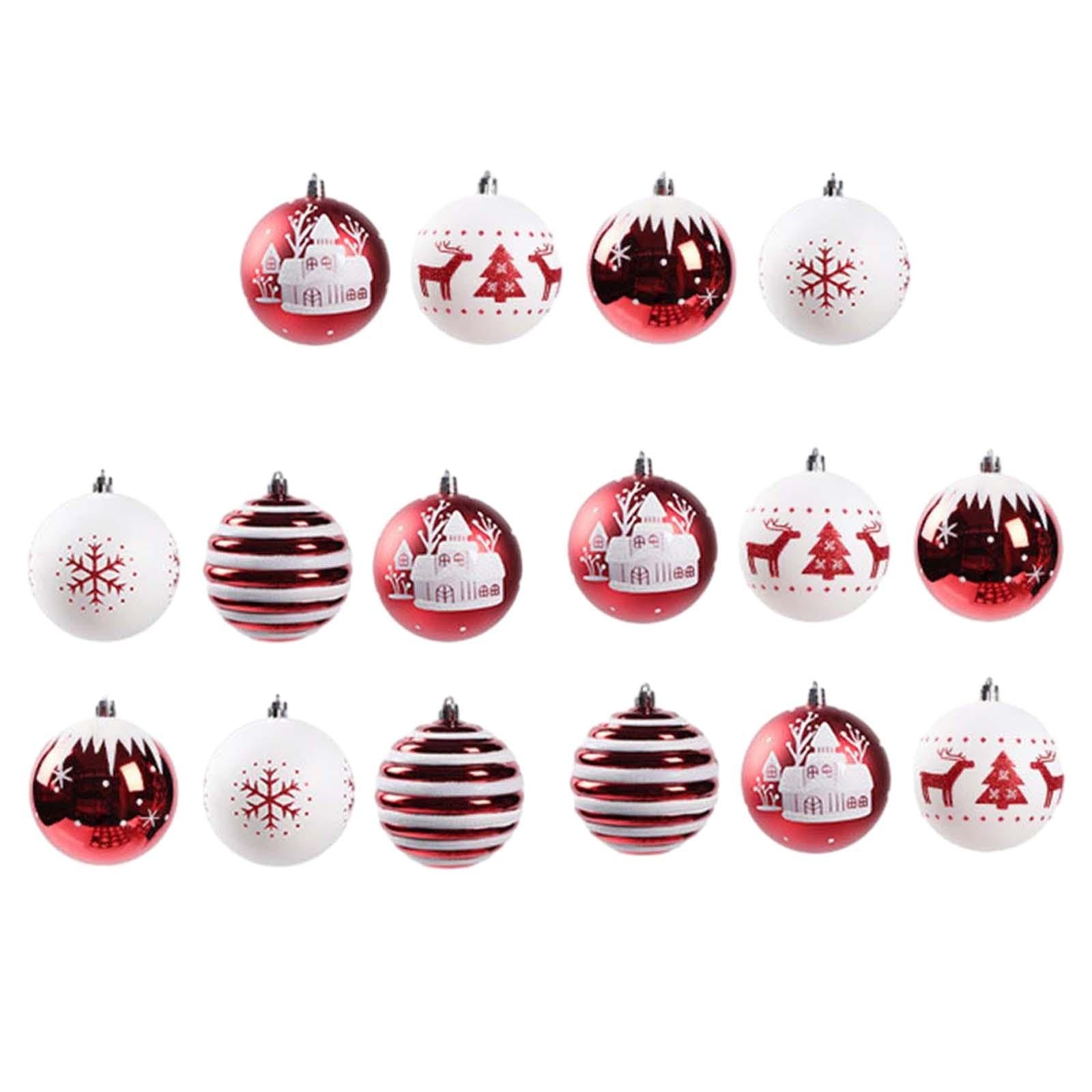 16 Weihnachtskugeln, Ornamente, Christbaumkugeln, Partyzubehör, Christbaumschmuck, für Kränze, Girlanden, Feiertage, Jubiläen, Rot und weiß
