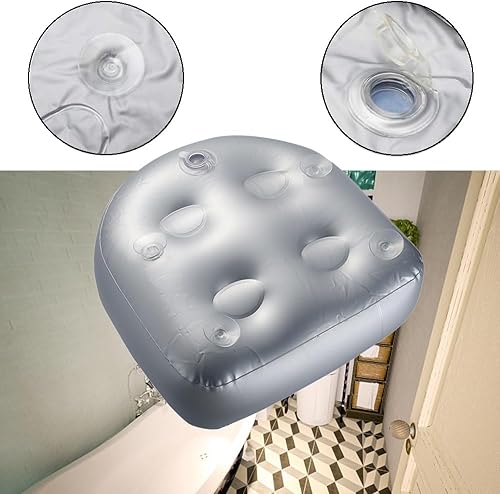 Miniatura 5 de Almohadilla de asiento elevador para spa y bañera de hidromasaje con ventosa, soporte de espalda para baño, cojín de masaje inflable suave, cómodo y