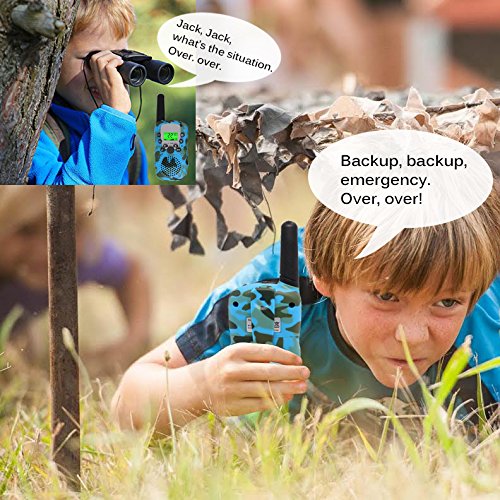 Walkie Talkies Kids Two Way Radio Wireless Interphone 22 Channel FRS GMRS Durable Toy Handheld Walkie Talkie 2 Miles Long Range Battery Operated Boy Gift for Outdoor Adventures Camping and Hiking Camo