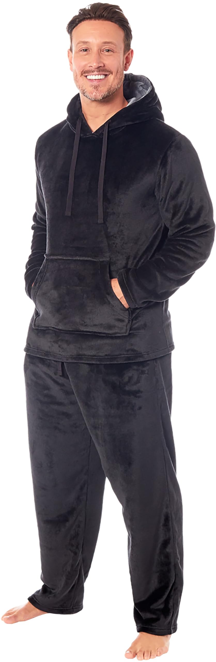 MICHAEL PAUL Mens Pyjamas Warm Fleece Hooded Pyjamas for men Sets Pjs M-XXL Fluffy Hoodie ...