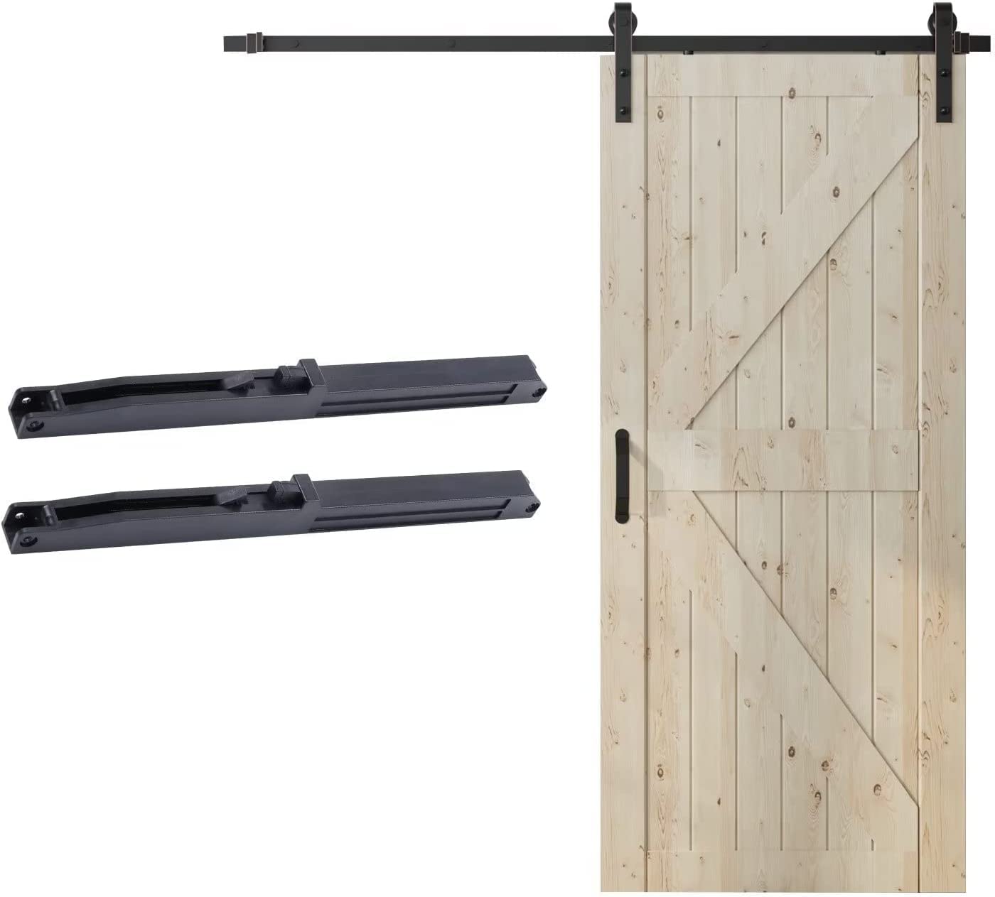 KINMADE 2PCS Soft Close Mechanism for Sliding Barn Door, Upgraded Hole-Free Version Door Buffer,Black