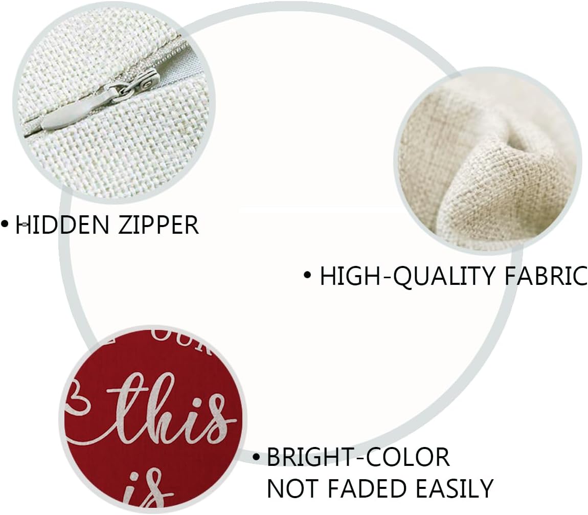 ULOVE LOVE YOURSELF Family Throw Pillow Case This is Us Quote Cushion Cover Double Sided Farmhouse Rustic Decor Pillowcases 18x18 2Pack for Porch Couch Sofa Housewarming Gifts (Red) - Image 5