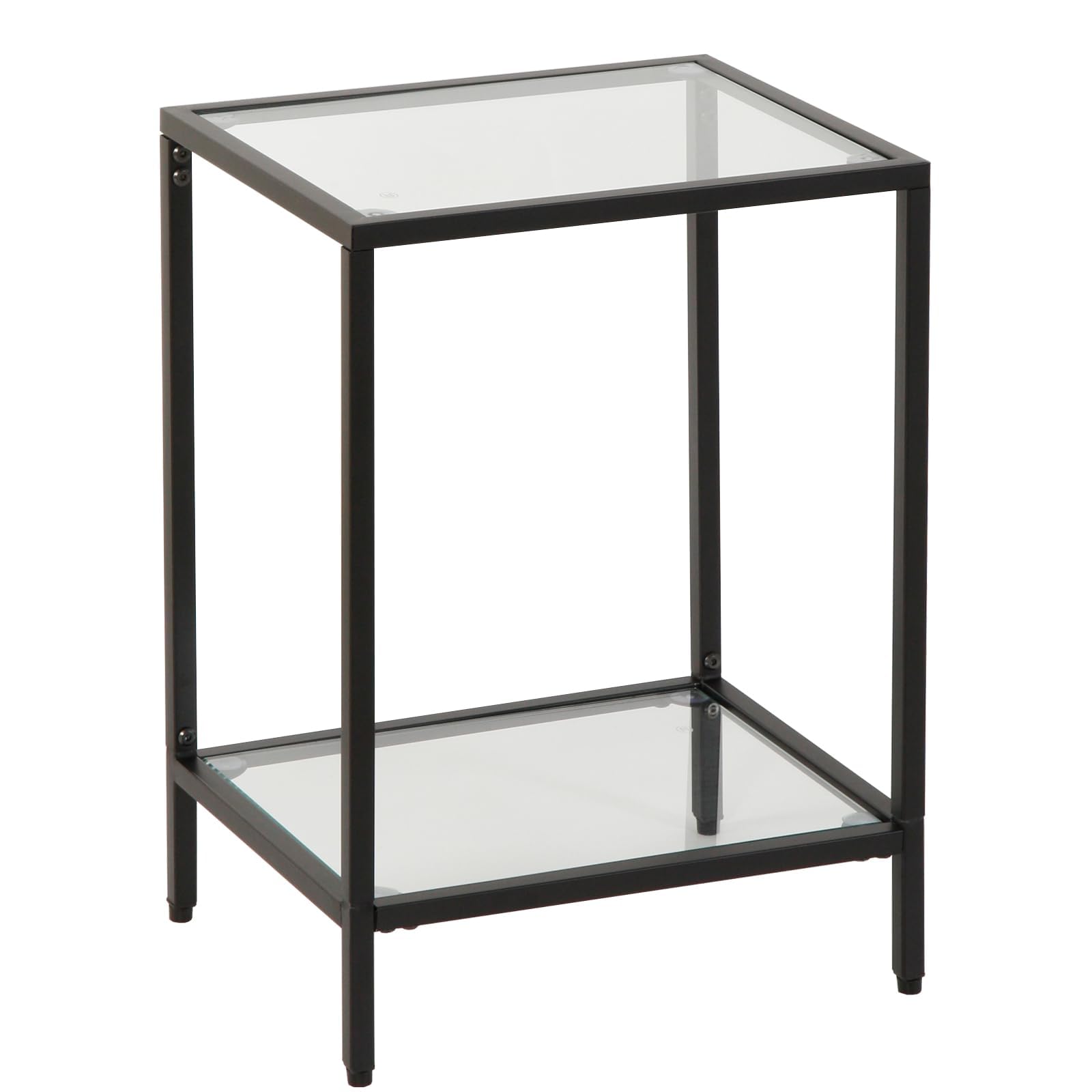 Gawicpy Modern 2-Tier Tempered Glass End Table - Stylish Black Metal Side Table for Small Spaces, Perfect for Living Room & Bedroom (Black, 1PCS)